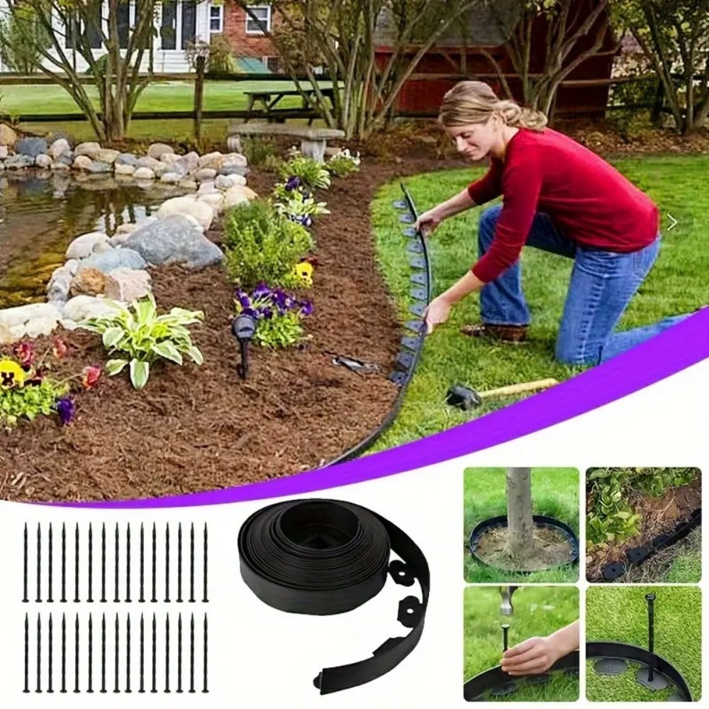 aded4700-6543-49f5-bee7-b982b7b51e93-1.jpg 10m Lawn Border With 30 Plastic Stakes Garden Border For Paths, Driveways, Flowers And Plants - Image 8
